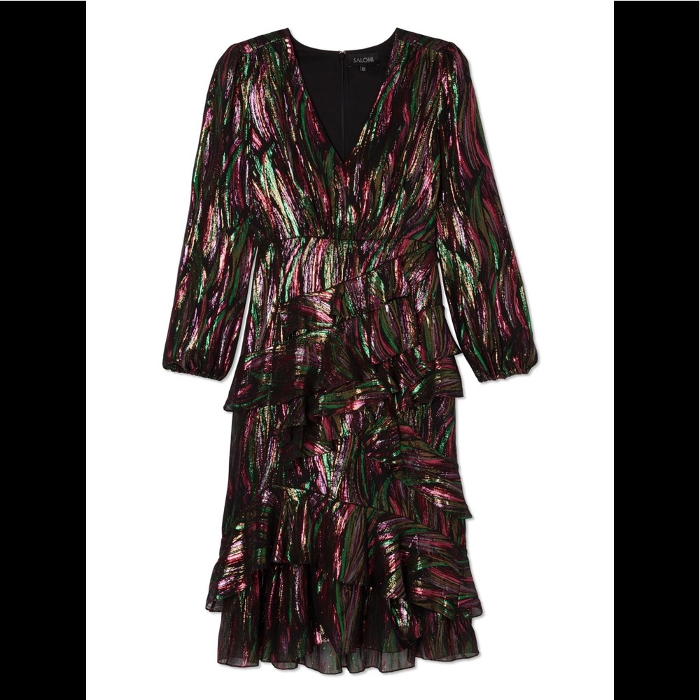 Saloni black rainbow cocktail dress